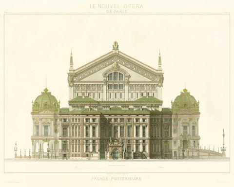 Paris Opera House I White Modern Wood Framed Art Print with Double Matting by Duchampt