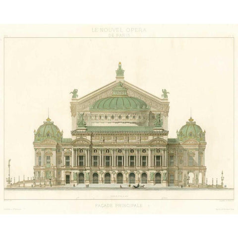 Paris Opera House II Black Modern Wood Framed Art Print with Double Matting by Duchampt