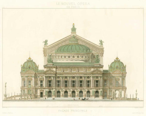 Paris Opera House II White Modern Wood Framed Art Print with Double Matting by Duchampt