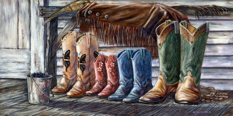 Family White Modern Wood Framed Art Print with Double Matting by Mock, Carolyn