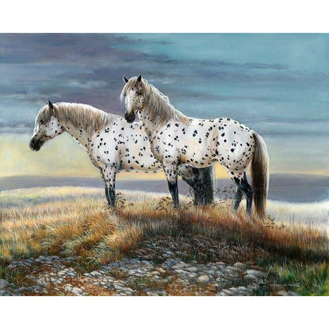 Appaloosa Sundown White Modern Wood Framed Art Print by Mock, Carolyn