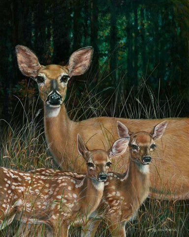 On Alert Black Ornate Wood Framed Art Print with Double Matting by Mock, Carolyn