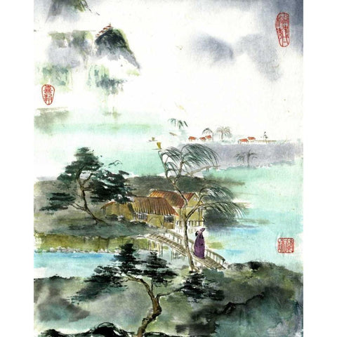 Visitor from Afar Gold Ornate Wood Framed Art Print with Double Matting by Rae, Nan