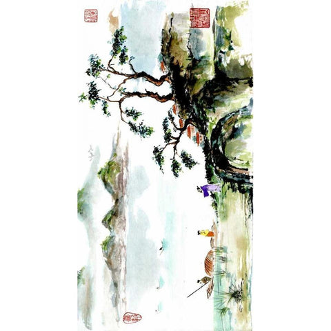 The Greeting Black Modern Wood Framed Art Print with Double Matting by Rae, Nan