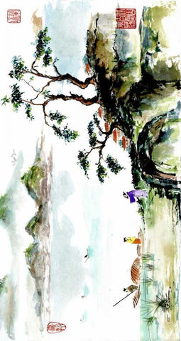 The Greeting White Modern Wood Framed Art Print with Double Matting by Rae, Nan