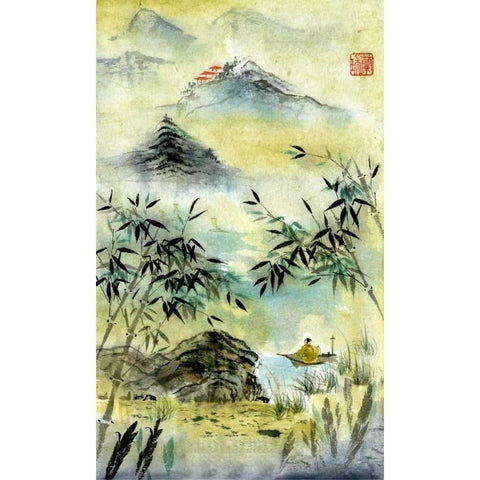 Having Visited Qui Baishi Black Modern Wood Framed Art Print by Rae, Nan