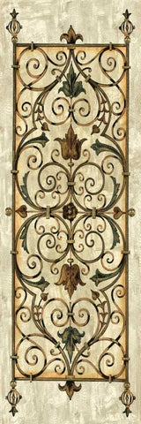 Crackled Verdigirs Panel II Black Ornate Wood Framed Art Print with Double Matting by Vision Studio