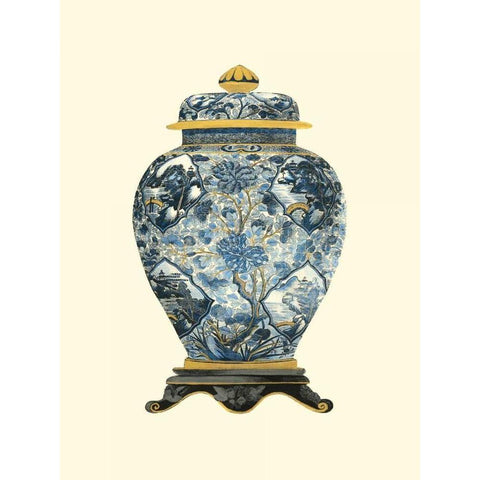 Blue Porcelain Vase II White Modern Wood Framed Art Print by Vision Studio