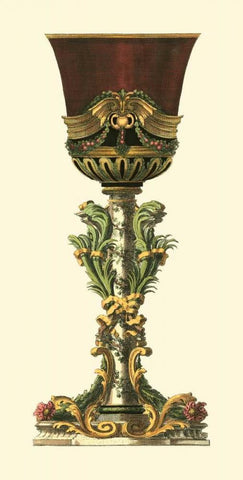 Elongated Goblet I Black Ornate Wood Framed Art Print with Double Matting by Giardino, Giovanni