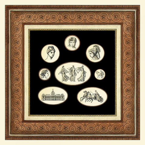 Classic Cameos I Black Modern Wood Framed Art Print with Double Matting by Vision Studio