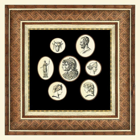 Classic Cameos II White Modern Wood Framed Art Print with Double Matting by Vision Studio