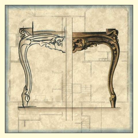 Furniture Sketch I Gold Ornate Wood Framed Art Print with Double Matting by Vision Studio