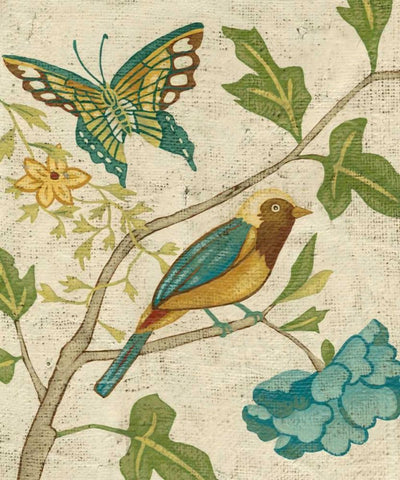 Antique Aviary III Black Ornate Wood Framed Art Print with Double Matting by Zarris, Chariklia