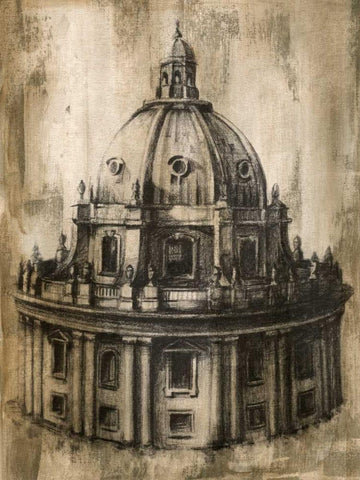 Ancient Ruins I White Modern Wood Framed Art Print with Double Matting by Harper, Ethan