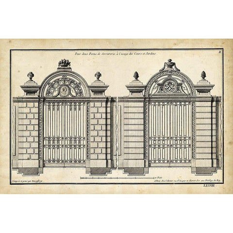 Neufforge Gate I Gold Ornate Wood Framed Art Print with Double Matting by Neufforge