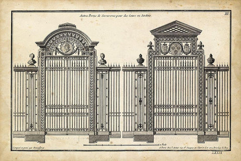 Neufforge Gate II Black Ornate Wood Framed Art Print with Double Matting by Neufforge