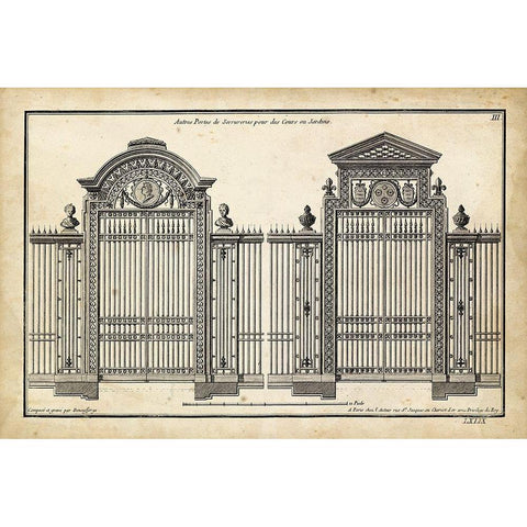 Neufforge Gate II Gold Ornate Wood Framed Art Print with Double Matting by Neufforge