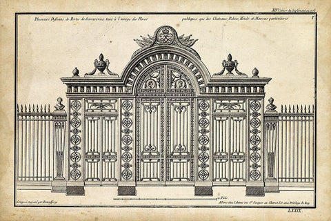 Neufforge Gate III Black Ornate Wood Framed Art Print with Double Matting by Neufforge