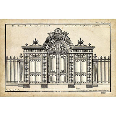 Neufforge Gate III Gold Ornate Wood Framed Art Print with Double Matting by Neufforge