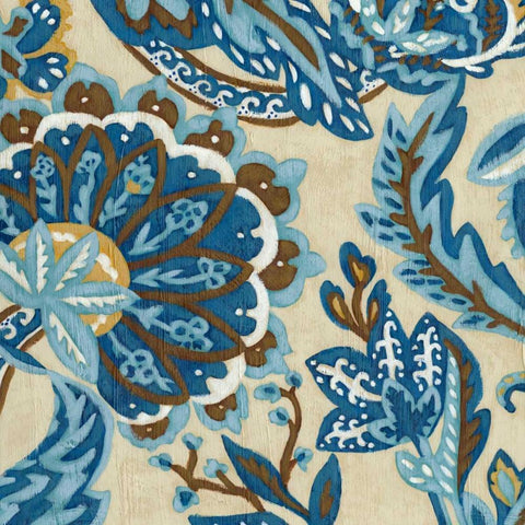 Indigo Tapestry I Gold Ornate Wood Framed Art Print with Double Matting by Zarris, Chariklia