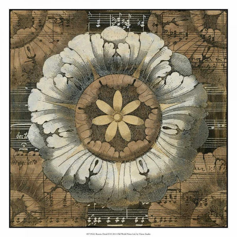 Rosette Detail II Black Modern Wood Framed Art Print with Double Matting by Vision Studio