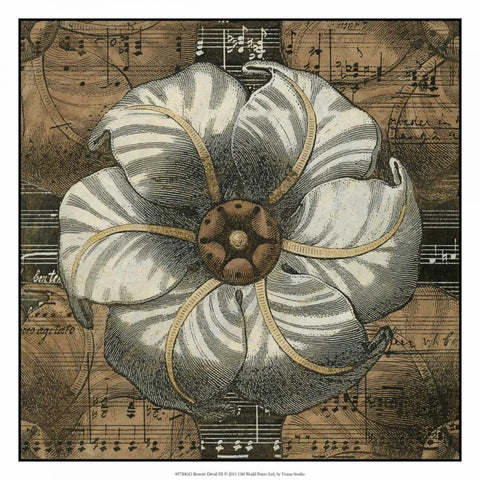 Rosette Detail III Gold Ornate Wood Framed Art Print with Double Matting by Vision Studio