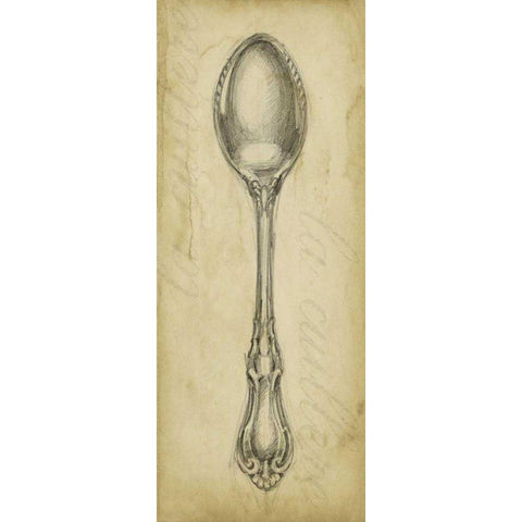 Antique Spoon Black Modern Wood Framed Art Print with Double Matting by Harper, Ethan