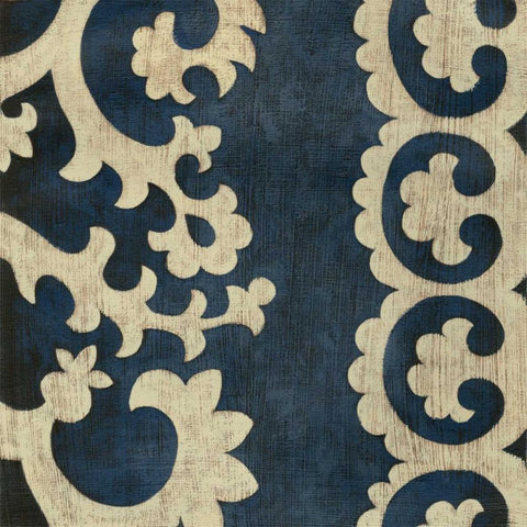 Indigo Suzani I Black Ornate Wood Framed Art Print with Double Matting by Zarris, Chariklia