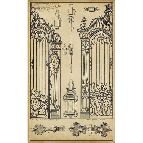 Vintage Gate I Gold Ornate Wood Framed Art Print with Double Matting by Blondel, J.F.