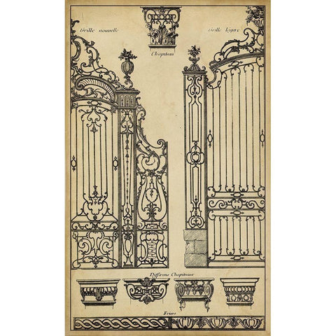 Vintage Gate II Gold Ornate Wood Framed Art Print with Double Matting by Blondel, J.F.