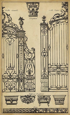 Vintage Gate II Black Ornate Wood Framed Art Print with Double Matting by Blondel, J.F.
