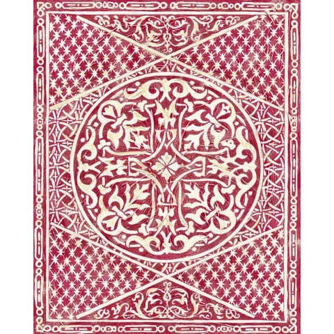 Woodcut in Red I Gold Ornate Wood Framed Art Print with Double Matting by Zarris, Chariklia