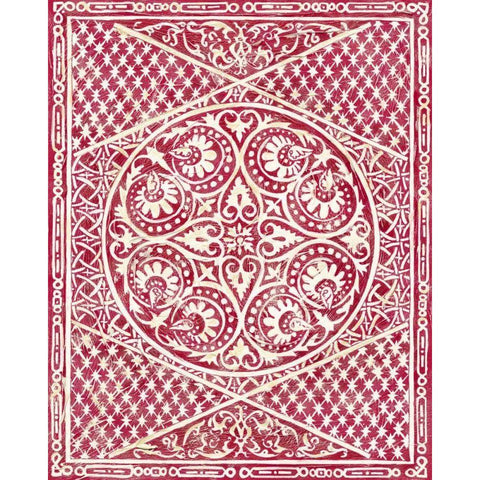 Woodcut in Red II Gold Ornate Wood Framed Art Print with Double Matting by Zarris, Chariklia