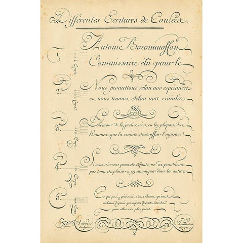 Alphabet Sampler II Gold Ornate Wood Framed Art Print with Double Matting by Diderot, Denis