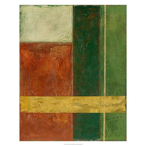 Red, Green, Gold I Gold Ornate Wood Framed Art Print with Double Matting by Meagher, Megan