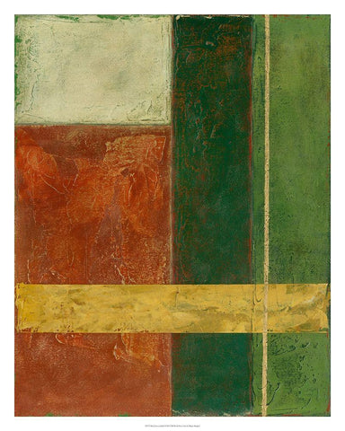 Red, Green, Gold I White Modern Wood Framed Art Print with Double Matting by Meagher, Megan