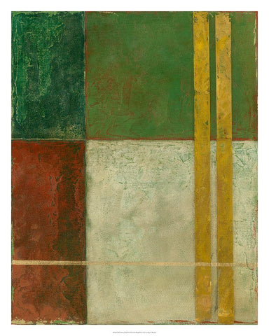 Red, Green, Gold II White Modern Wood Framed Art Print with Double Matting by Meagher, Megan