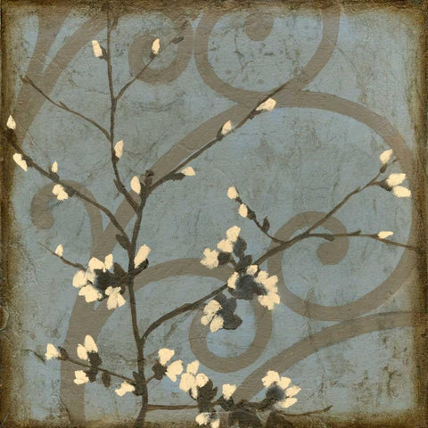 Blossom Branch I Black Ornate Wood Framed Art Print with Double Matting by Goldberger, Jennifer