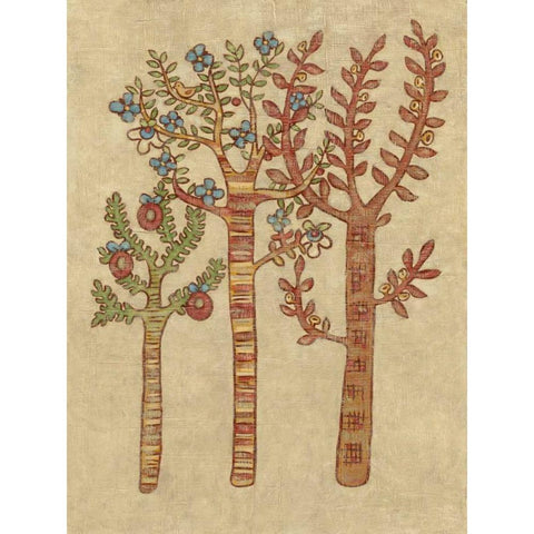 Linen Trees I Gold Ornate Wood Framed Art Print with Double Matting by Zarris, Chariklia