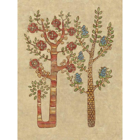 Linen Trees II Gold Ornate Wood Framed Art Print with Double Matting by Zarris, Chariklia