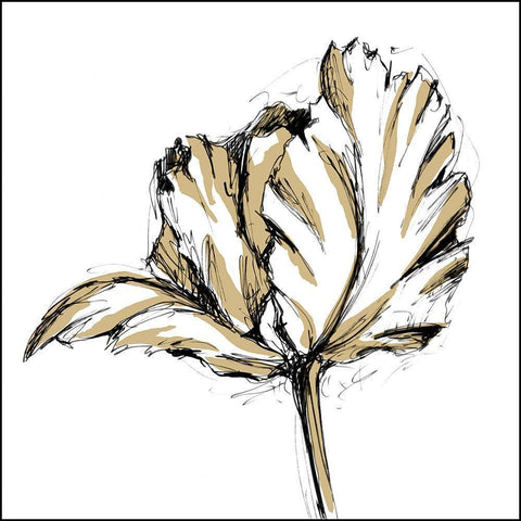 Tulip Sketch III White Modern Wood Framed Art Print with Double Matting by Harper, Ethan