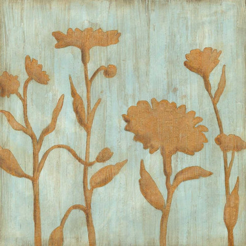 Golden Wildflowers I White Modern Wood Framed Art Print with Double Matting by Meagher, Megan