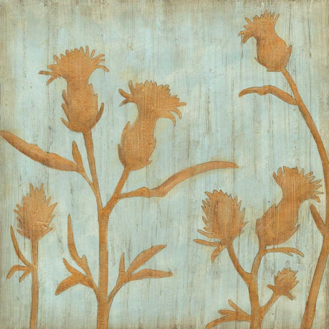 Golden Wildflowers III Gold Ornate Wood Framed Art Print with Double Matting by Meagher, Megan