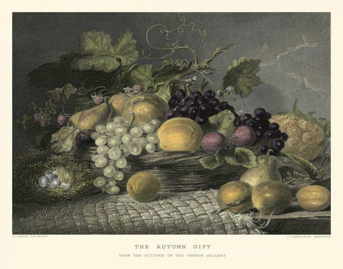 The Autumn Gift Black Ornate Wood Framed Art Print with Double Matting by Lance, G.