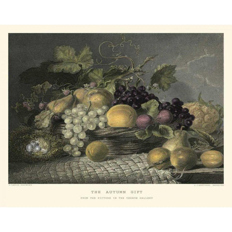 The Autumn Gift Gold Ornate Wood Framed Art Print with Double Matting by Lance, G.