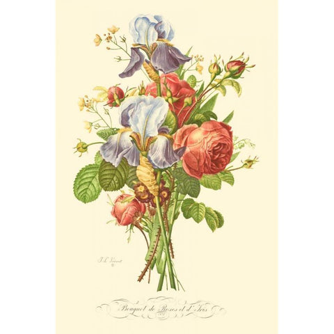Plentiful Bouquet I Gold Ornate Wood Framed Art Print with Double Matting by Prevost, T.L.