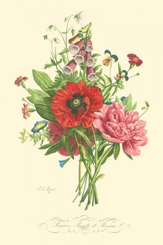 Plentiful Bouquet II White Modern Wood Framed Art Print with Double Matting by Prevost, T.L.