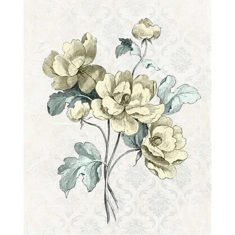 Victorian Blooms I White Modern Wood Framed Art Print by Vision Studio