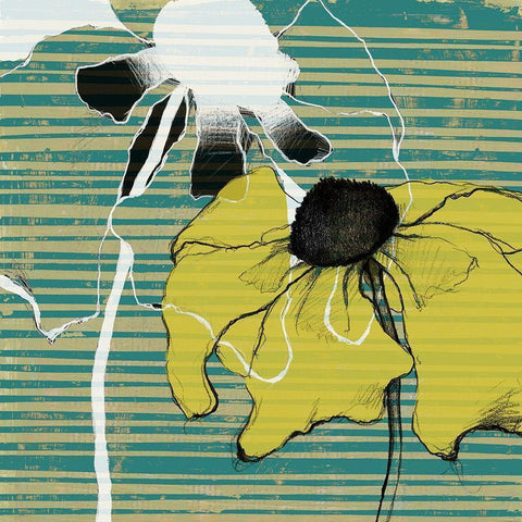 Layered Poppies II White Modern Wood Framed Art Print by Goldberger, Jennifer