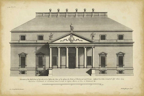 Vintage Facade II White Modern Wood Framed Art Print with Double Matting by Hulsbergh, H.